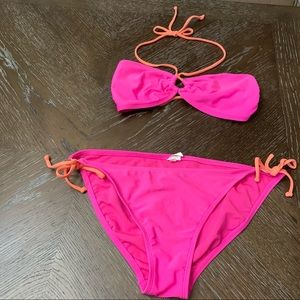 Xhilaration hot pink & orange string bikini Size top M & bottoms L